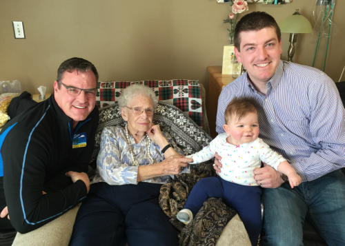 John with biological father and great-grandmother